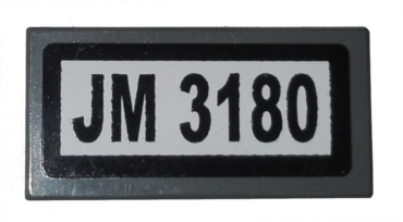 3069pb0130 - Tile 1 x 2 with Black 'JM 3180' Pattern on White Background (Sticker) - Set 3180