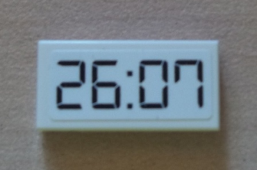 3069pb0169 - Tile 1 x 2 with Black '26:07' Digital Clock Pattern (Sticker) - Set 8423