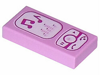 3069pb0175 - Tile 1 x 2 with Magenta and White Cell Phone / Smartphone / Music Player Pattern