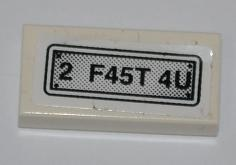 3069pb0187 - Tile 1 x 2 with '2 F45T 4U' Pattern (Sticker) - Set 8198