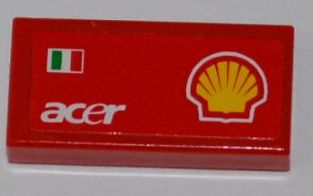 3069pb0193R - Tile 1 x 2 with Italian Flag, 'acer' and Shell Logo Pattern Model Right Side (Sticker) - Set 8123