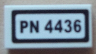 3069pb0223 - Tile 1 x 2 with 'PN 4436' Pattern (Sticker) - Set 4436