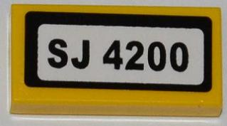3069pb0239 - Tile 1 x 2 with 'SJ 4200' Pattern (Sticker) - Set 4200