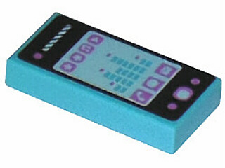 3069pb0279 - Tile 1 x 2 with Smartphone with Phone, Mail, Speech Bubble, Star, Flower, Note, Play Button and Sound Level Pattern