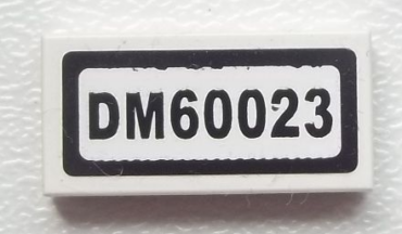 3069pb0284 - Tile 1 x 2 with 'DM60023' Pattern (Sticker) - Set 60023