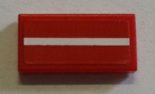 3069pb0350 - Tile 1 x 2 with White Line on Red Background Pattern (Sticker) - Set 8258