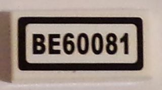 3069pb0359 - Tile 1 x 2 with 'BE60081' Pattern (Sticker) - Set 60081