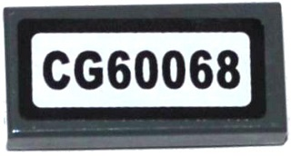 3069pb0389 - Tile 1 x 2 with 'CG60068' Pattern (Sticker) - Set 60068