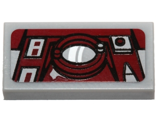 3069pb0413 - Tile 1 x 2 with Dark Red Console with Screen and Control Buttons Pattern (Sticker) - Set 75099