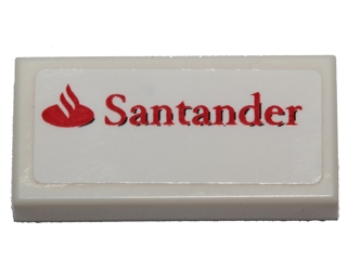 3069pb0420 - Tile 1 x 2 with Santander Logo Pattern (Sticker) - Set 40190