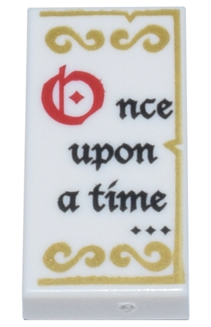 3069pb0507 - Tile 1 x 2 with Black and Red 'Once upon a time...' and Gold Decorations Pattern