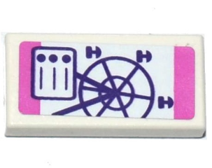 3069pb0546 - Tile 1 x 2 with Ferris Wheel Pamphlet Pattern (Sticker) - Set 41130