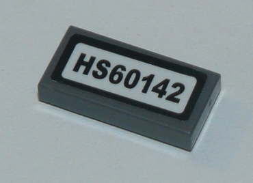 3069pb0753 - Tile 1 x 2 with 'HS60142' Pattern (Sticker) - Set 60142