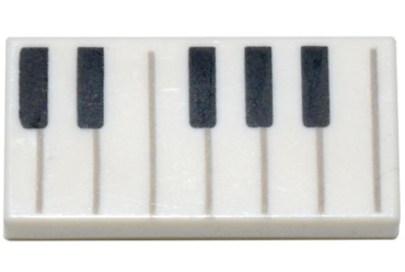 3069pb0761 - Tile 1 x 2 with Black and White Piano Keys Pattern