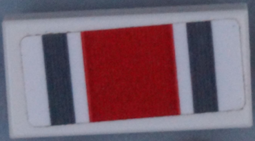 3069pb0762 - Tile 1 x 2 with Red Square and Dark Bluish Gray Stripes Pattern (Sticker) - Set 60145