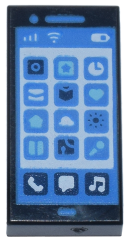 3069pb0867 - Tile 1 x 2 with Cell Phone / Smartphone Screen and App Icons Pattern