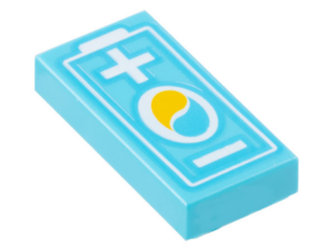 3069pb1065 - Tile 1 x 2 with Electric Car Battery with OctanE Logo and White Plus and Minus Sign Pattern
