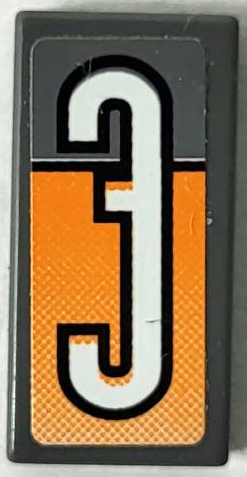 3069pb1266 - Tile 1 x 2 with White Number 3 with Black Outline on Orange Gradient Background Pattern (Sticker) - Set 8154
