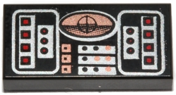 3069ps2 - Tile 1 x 2 with Avionics SW Copper, Red & Silver Pattern