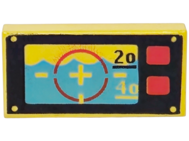 3069px11 - Tile 1 x 2 with Underwater Periscope View with Crosshairs, '20', '40', and Red Buttons Pattern