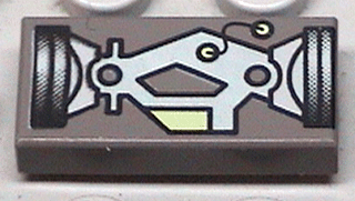 3069px18 - Tile 1 x 2 with Life on Mars (LoM) Gray Mechanical Pattern