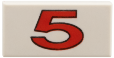 3069px36 - Tile 1 x 2 with Number 5 Red Pattern