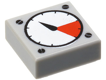 3070p07 - Tile 1 x 1 with White and Red Gauge, Black Thick Needle, and Screw Heads Pattern