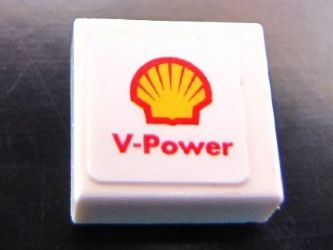 3070pb076 - Tile 1 x 1 with Shell Logo and 'V-Power' Pattern (Sticker) - Set 30190