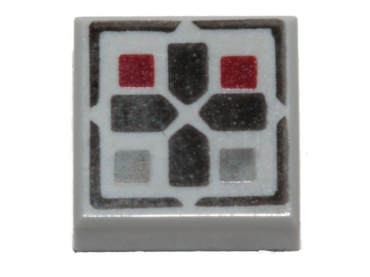 3070pb096 - Tile 1 x 1 with Black Cross and Dark Red and Dark Bluish Gray Buttons Pattern