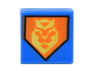 3070pb097 - Tile 1 x 1 with Yellow King Symbol on Orange Pentagonal Shield Pattern