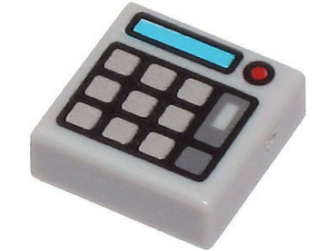 3070pb174 - Tile 1 x 1 with Keypad Buttons, Medium Azure Screen and Red Light (Calculator) Pattern