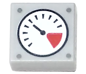 3070pb180 - Tile 1 x 1 with White and Red Gauge, Black Thin Needle, and Rivets Pattern