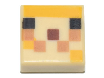 3070pb183 - Tile 1 x 1 with Pixelated Black, Bright Light Orange, Medium Nougat, and Reddish Brown Squares Pattern (Minecraft Pufferfish Fry Face)
