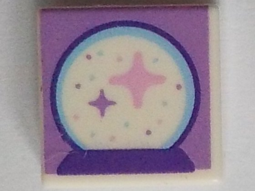 3070pb198 - Tile 1 x 1 with Crystal Ball with Sparkles and Dark Purple Base on Medium Lavender Background Pattern