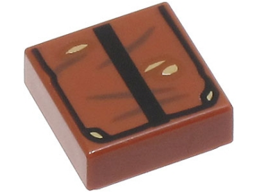 3070pb343 - Tile 1 x 1 with Book with Black Strap and Dark Brown and Dark Tan Scratches and Marks Pattern (Indiana Jones Grail Diary)