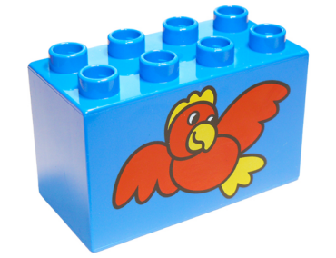 31111pb005 - Duplo, Brick 2 x 4 x 2 with Big Red Bird Pattern