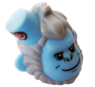 31811pb01 - Minifigure, Head, Modified Monkey with Hat with Molded Light Bluish Gray Fur and Printed Smile Pattern