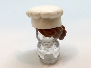 31895pb01 - Minifigure, Hair Combo, Hat with Hair, Chef Toque with Molded Reddish Brown Hair in Bun Pattern