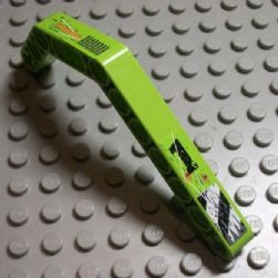 32009pb006R - Technic, Liftarm, Modified Bent Thick 1 x 11.5 Double with Worn '1' and Danger Stripes and Exhaust Vents Pattern Model Right (Stickers) - Set 8956