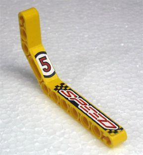 32009pb013L - Technic, Liftarm, Modified Bent Thick 1 x 11.5 Double with Number 5 and 'SPEED' Pattern Model Left Side (Stickers) - Set 8238