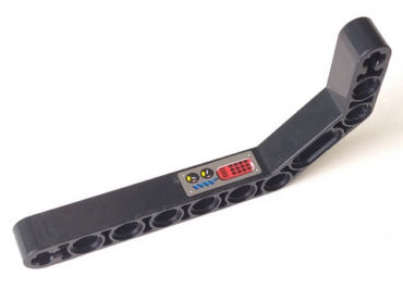 32009pb016L - Technic, Liftarm, Modified Bent Thick 1 x 11.5 Double with Red Control Pad, Blue Vents and Gauges Pattern (Sticker) - Set 8229