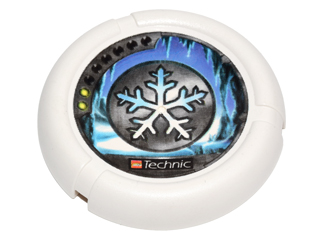 32171pb013 - Throwing Disk with Throwbot Ski / Slizer Ice 2 Pips, LEGO Technic Logo, and Snowflake Emblem Pattern