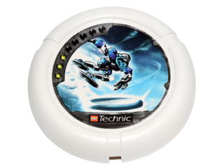 32171pb014 - Throwing Disk with Throwbot Ski / Slizer Ice 3 Pips, LEGO Technic Logo, and Robot Throwing Disk Pattern