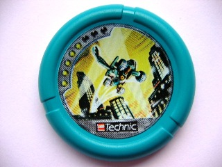 32171pb022 - Throwing Disk with Throwbot Turbo / Slizer City 5 Pips, LEGO Technic Logo, and Robot Jumping in City Pattern