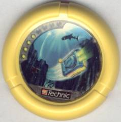 32171pb027 - Throwing Disk with Throwbot Scuba / Slizer Sub 4 Pips, LEGO Technic Logo, and Box Underwater with Shark Pattern