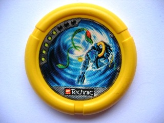 32171pb028 - Throwing Disk with Throwbot Scuba / Slizer Sub 5 Pips, LEGO Technic Logo, and Robot and Tentacles Pattern
