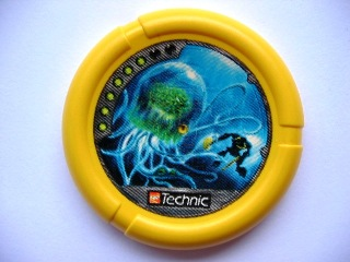 32171pb029 - Throwing Disk with Throwbot Scuba / Slizer Sub 6 Pips, LEGO Technic Logo, and Robot Fighting Underwater Creature Pattern