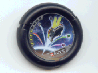 32171pb033 - Throwing Disk with Throwbot Jet / Slizer Judge 4 Pips, LEGO Technic Logo, and Flying Boxes in Space Pattern