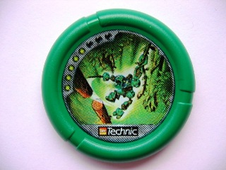 32171pb040 - Throwing Disk with Throwbot Amazon / Slizer Jungle 5 Pips, LEGO Technic Logo, and Robot Swinging on Vine and Cutting Tree Pattern