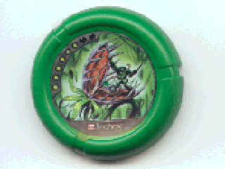 32171pb041 - Throwing Disk with Throwbot Amazon / Slizer Jungle 6 Pips, LEGO Technic Logo, and Robot Fighting Plant Creature Pattern